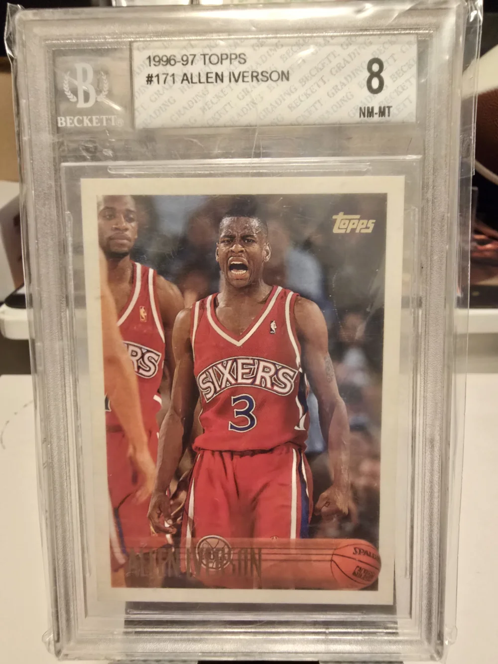 1996-97 Topps #171 Allen Iverson Rookie Card BGS 8 NM-MT (Centering 10)